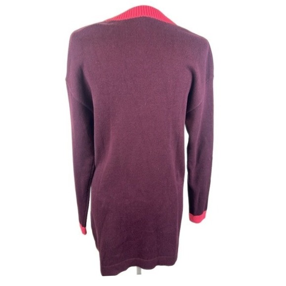 Talbots Women's Size Small Burgundy Button Cardigan Long Sweater Pink Collegiate - Picture 3 of 6